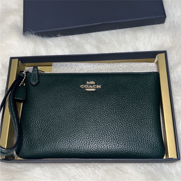 COACH Box Program Polished Pebble Small Wristlet - Picture 5 of 12